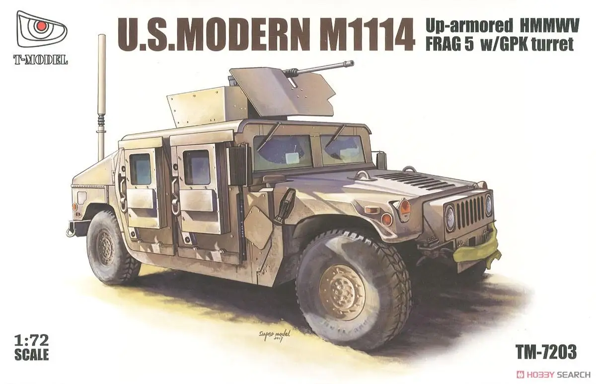 T-Model TM7203 1:72 scale U.S. HMMWV M1114 Up-Armored HMMWV FRAG5 w/GPK Turret Plastic model