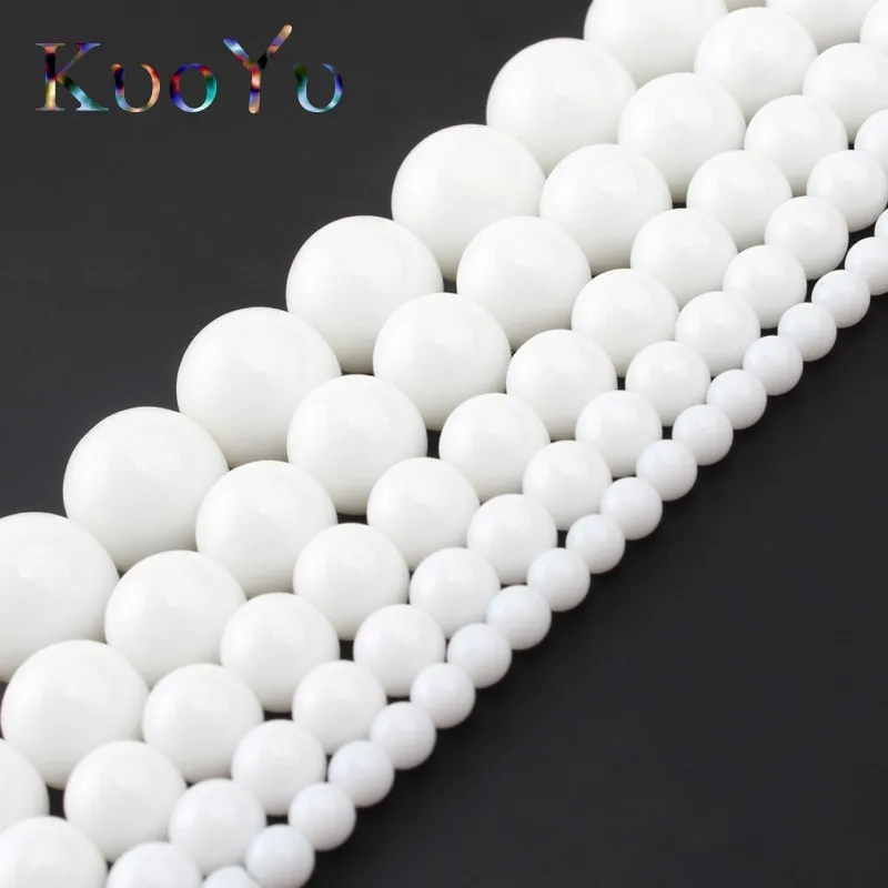 Natural Stone White Tridacna Beads Round Loose Beads For Jewelry Making 15\