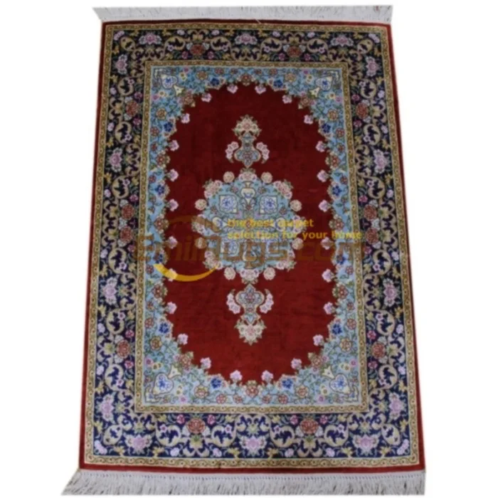 White Yellow Handmade Bedroom Parlor Rugs Oriental Persian Silk Carpets