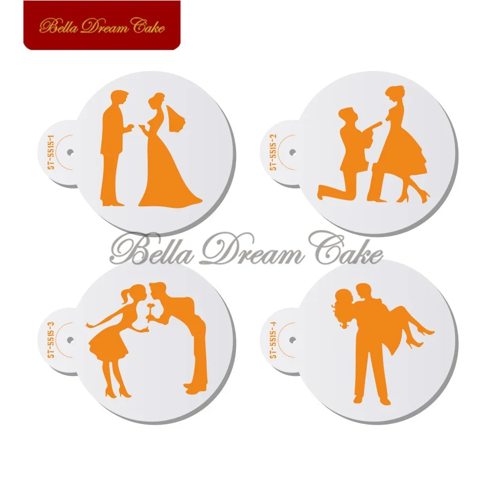 Couple Lovers Cookies Stencil Valentine\'s Day Coffee Stencils Chocolate Cake Mold Cake Stencil Template Cake Decorating Tool