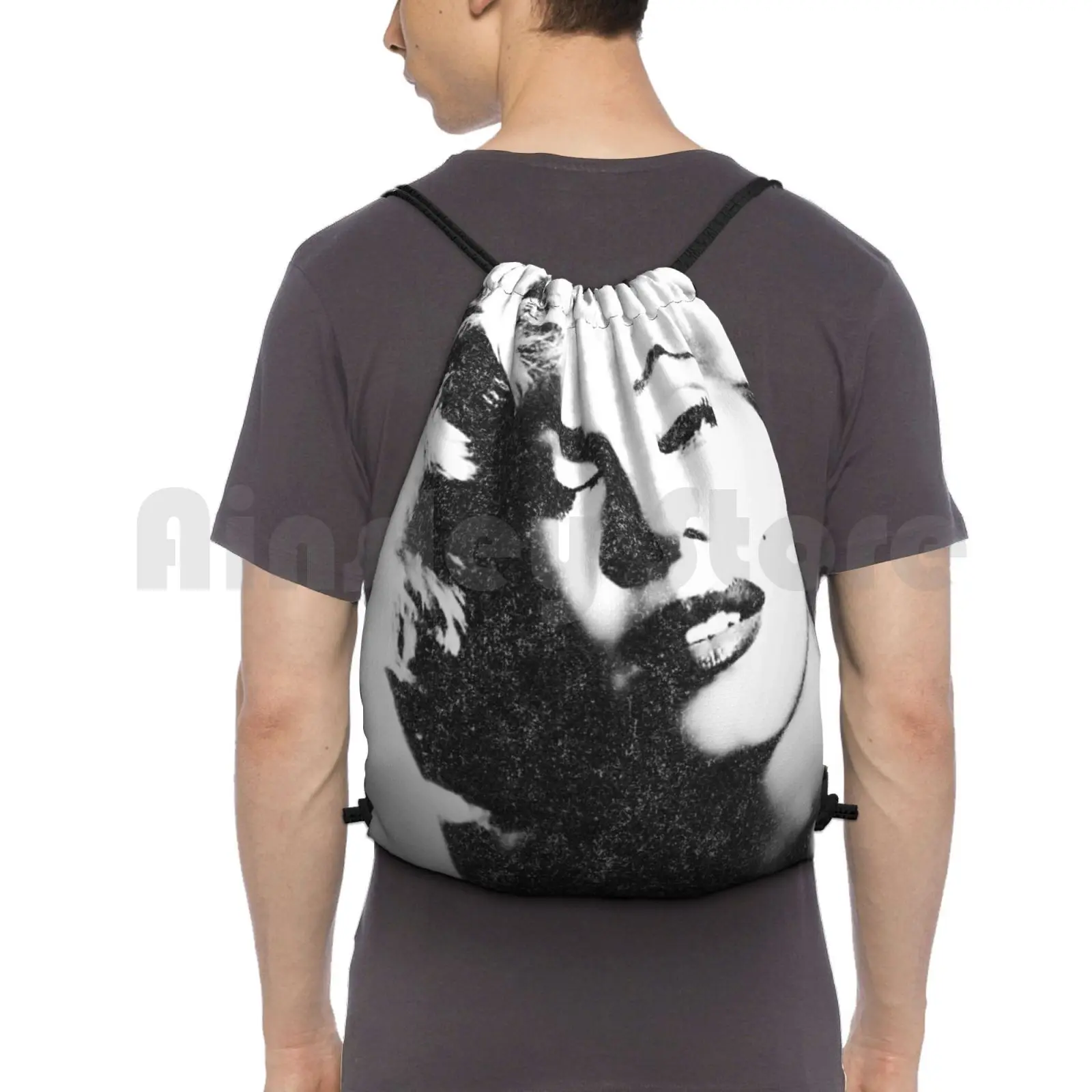 Marilyn Monroe w stylu vintage czarno-biały plecak torba ze sznurkiem jazda konna wspinaczka torba gimnastyczna Marilyn Monroe Pinup Pinup