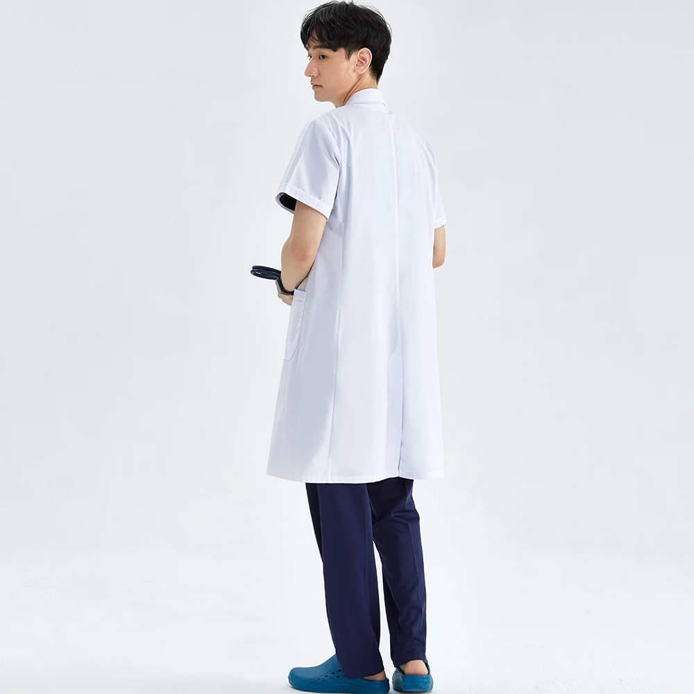 Unissex branco casaco de laboratório médico médico magro uniforme enfermeira spa uniforme uniforme de enfermagem esfrega uniformes médicos mulheres M-LKXSY