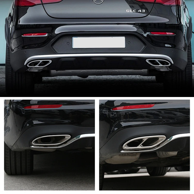 Top Quality For Mercedes Benz GLC A B C E Class W205 Coupe W213 W176 W246 2016-17 Car Accessory AMG Exhaust Cover Trim 304 Steel