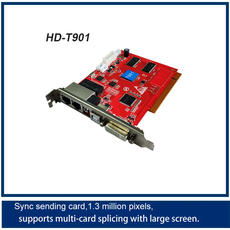 

HD-T901 LED display module 1.3 million pixels Sync sending card, Supports multi-card splicing with large screen.