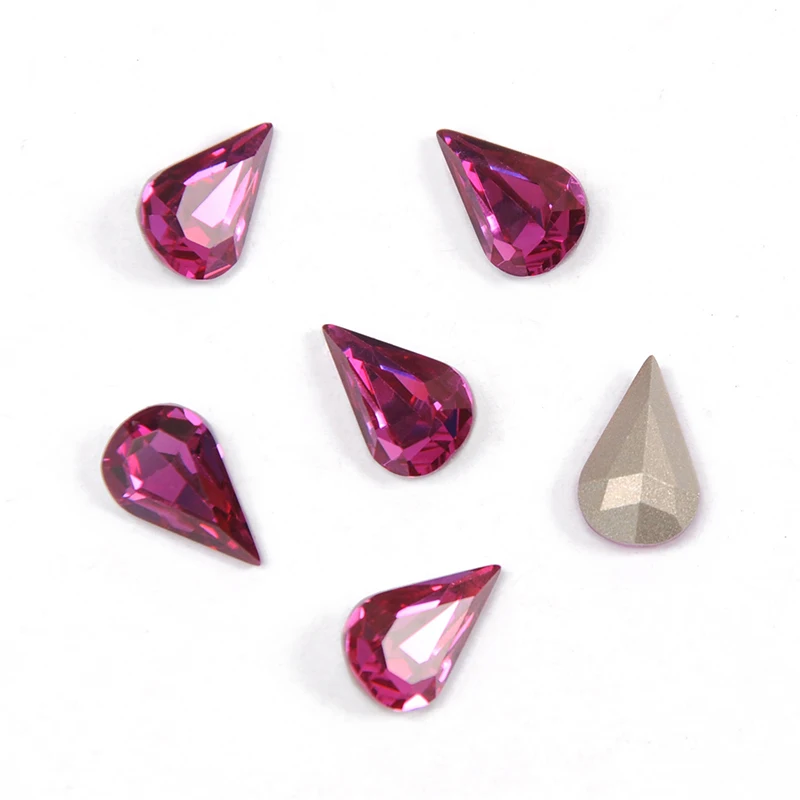 YANRUO 4300 Pear Shaped Glitter Strass Crystal Fancy Stones Craft Gems Point Back Sew On Rhinestones For Dress Decoration