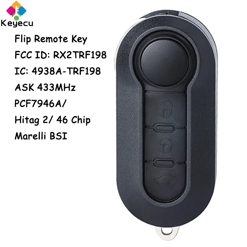 KEYECU Flip Remote Car Key With 433MHz PCF7946 Chip for IVECO Daily 2008 2009 2010 2011 2012 2013 2014 2015 Marelli BSI RX2TR