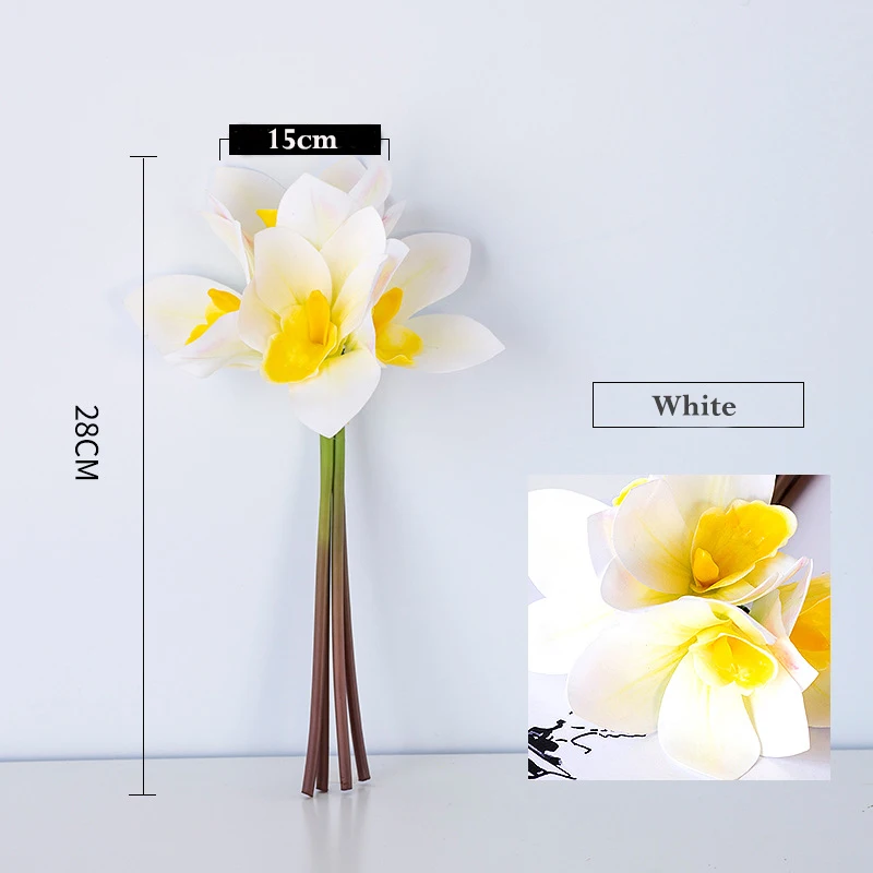 4 teile/los 28cm Real Touch Gefälschte Orchidee Bouquet PU Künstliche Blumen Zweig Braut Blume Für Hochzeit Weihnachten Party Hause decor