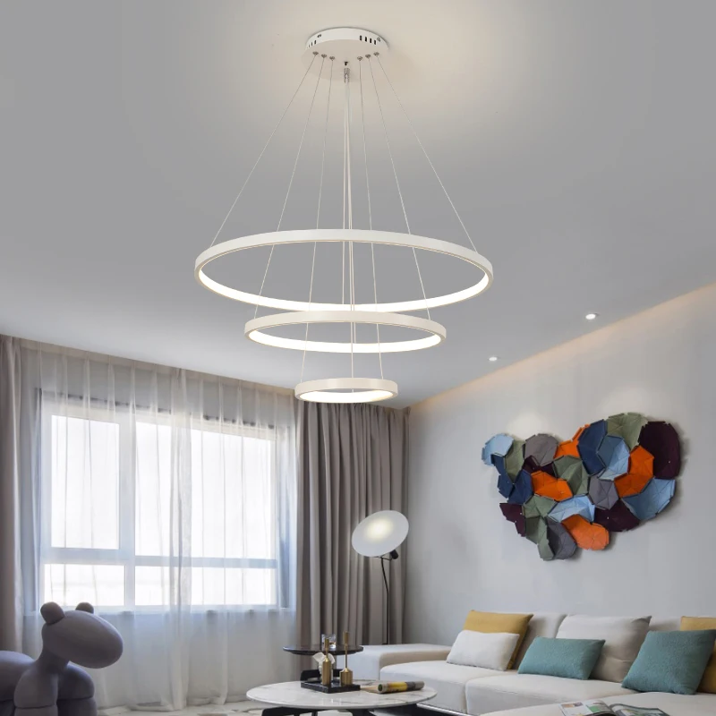 Modern Led Ceiling Chandelier For Villa Living Bedroom Dining Room Wrought Iron Chandelier Home Indoor Lighting Decorative Lamps