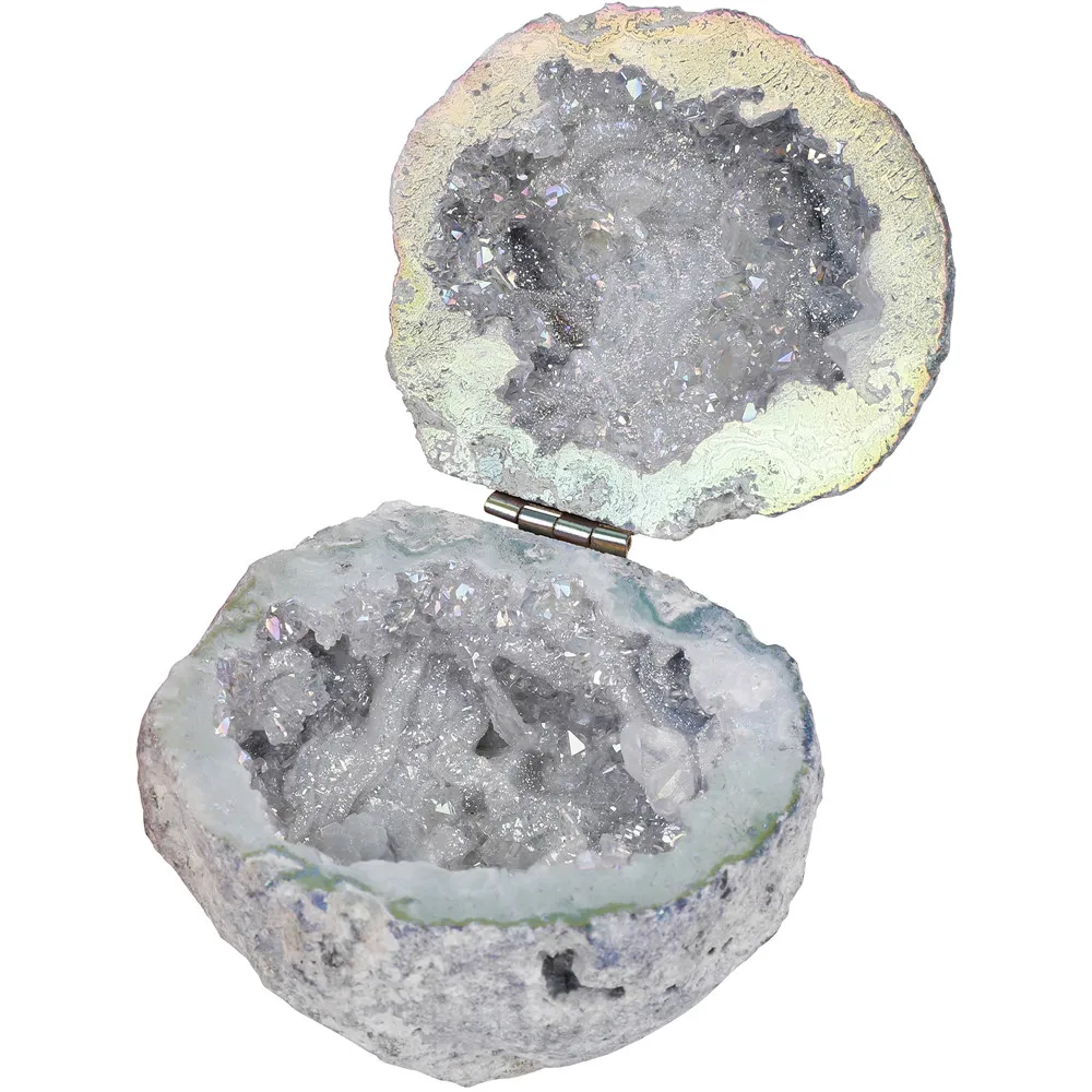 Natural Handmade Storage Agate Geode Necklace Box Rough Quartz Crystal Earring rings Box Crystal Stone Women Jewelry Container
