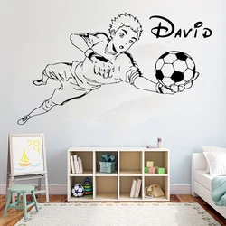 Football goalkeeper vinyl Wall Decal Customized Bedroom Soccer Player name sticker Boys Girls Teenager Room decoration 3935