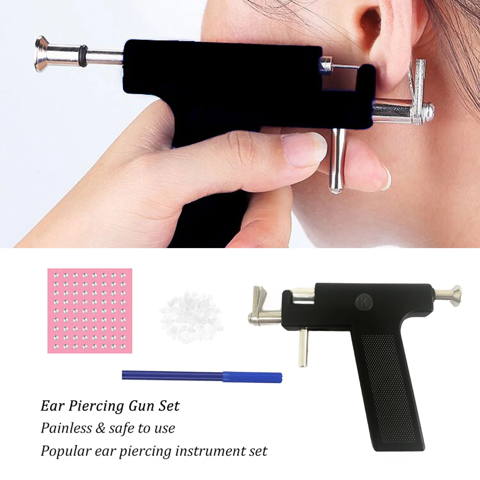 Piercing Gun Kit Full Set Tools Professional Ear Piercing Gun Set Safety Ear Nose Navel Body Piercing Gun Nose Stud Earrings Set