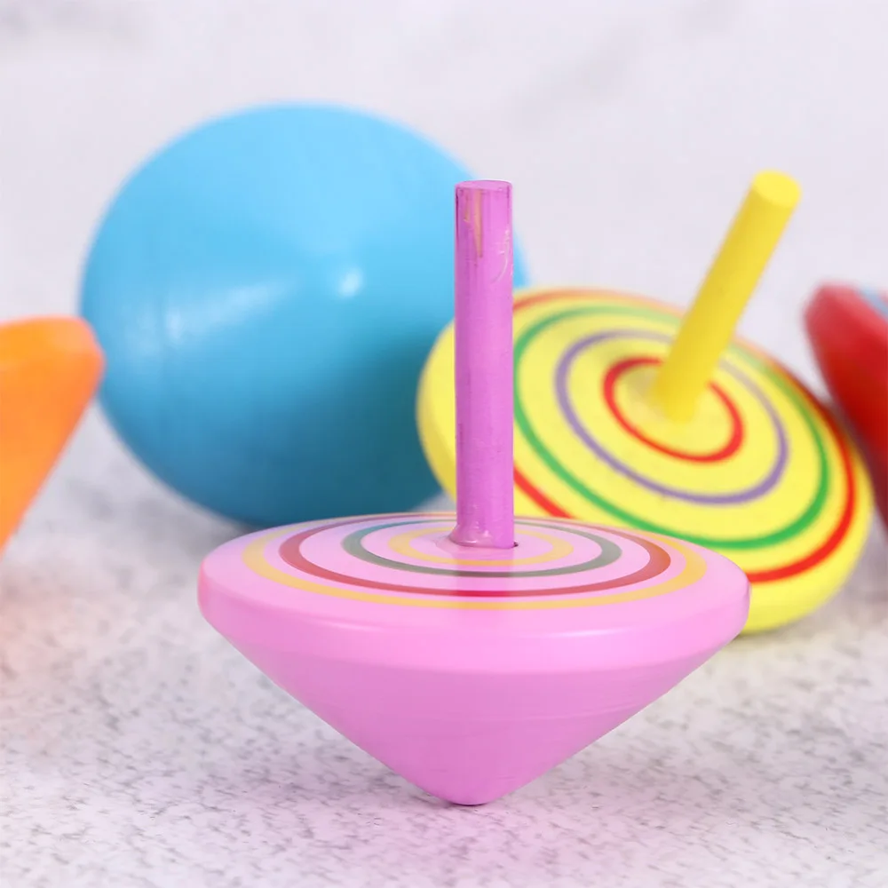 3Pcs Hot Sale Funny Spinning Top Multi-color Wooden Spinning Top Toys Children\'s Leisure Hand Spinning Toys For Kid Gift