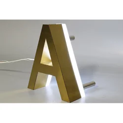 3D Led Modern Custom House Number Sign Gold Color White Light Metal Outdoor Waterproof Hotel Door Plate Letter Address Number