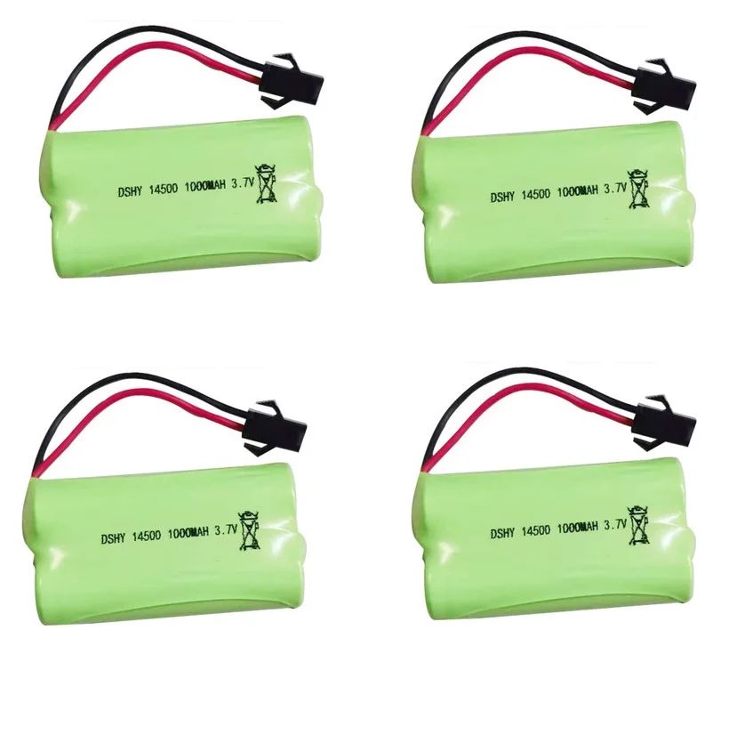 Batería de litio de 3,7 v y 1000mah para juguetes teledirigidos, pila recargable AA de 1000mah y 3,7 v para coches, tanques, trenes, robots, barcos y pistolas