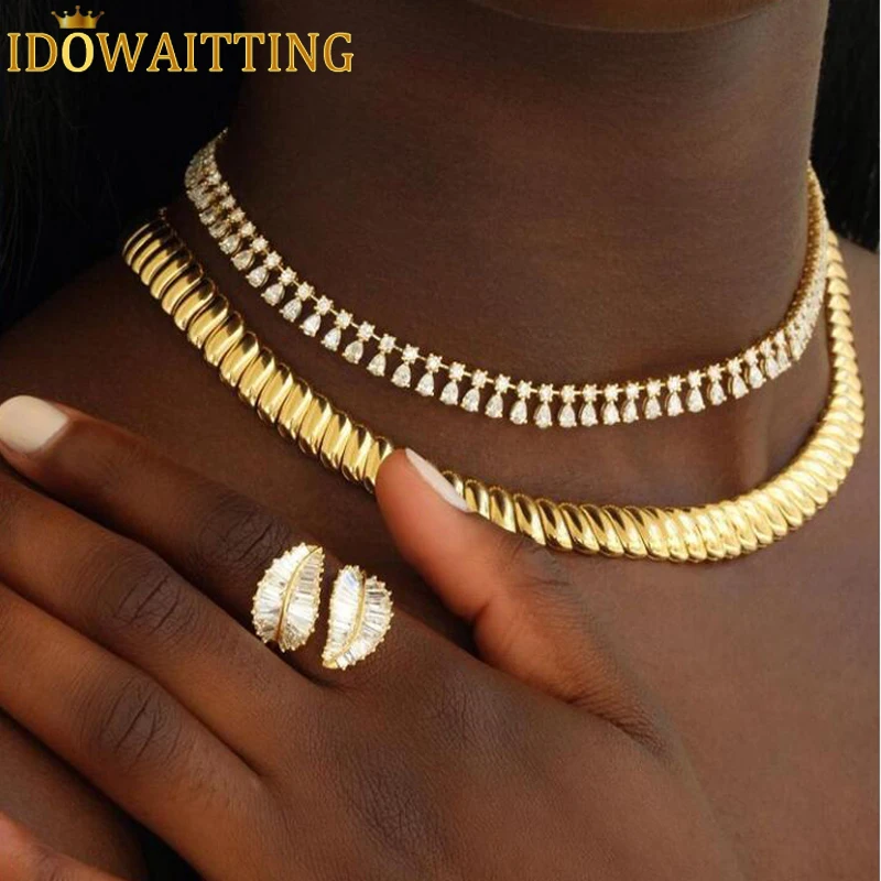 2025 New Arrival Classic European Design Fashion Women Jewelry Gold Color Plated 10mm Herringbone Snake Chain Choker Necklace