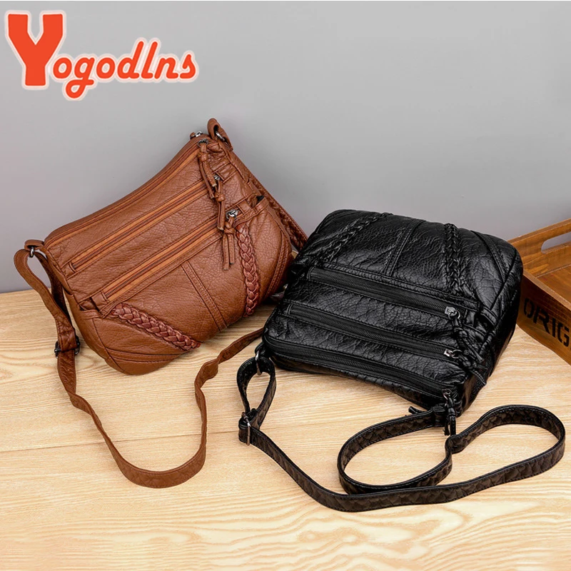 Yogodlns zimowe nowa torba na ramię dla kobiet miękkie PU skórzane torebki Crossbody Vintage torba torebka damska marki Lady etui