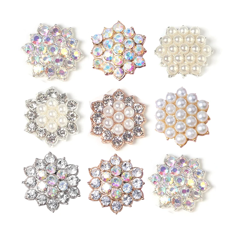 Best Selling Shiny Alloy10pcs/ set Rhinestone Pearl Jewelry Decorations Holiday Handmade Creative Products Accessories Wholesale