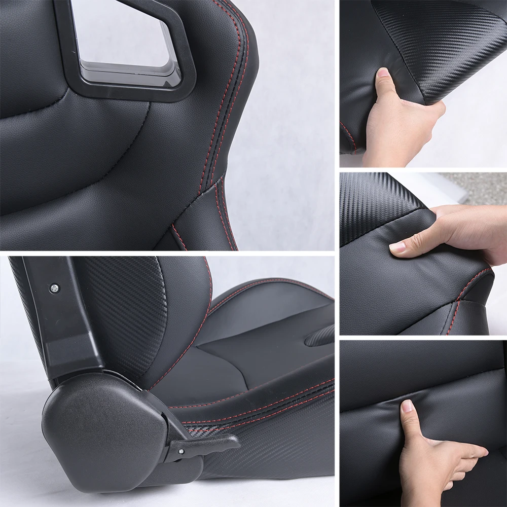 R-EP Universal Racing Seat for Tuning Sport Car Simulator Bucket Seats Adjustable Black PVC Leather XH-1041-BK