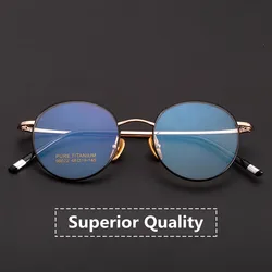 2021 Vintage Pure Titanium Glasses Frame Men Round Optical Myopia Prescription Eyeglasses Frame Women Luxury Brand Small Eyewear