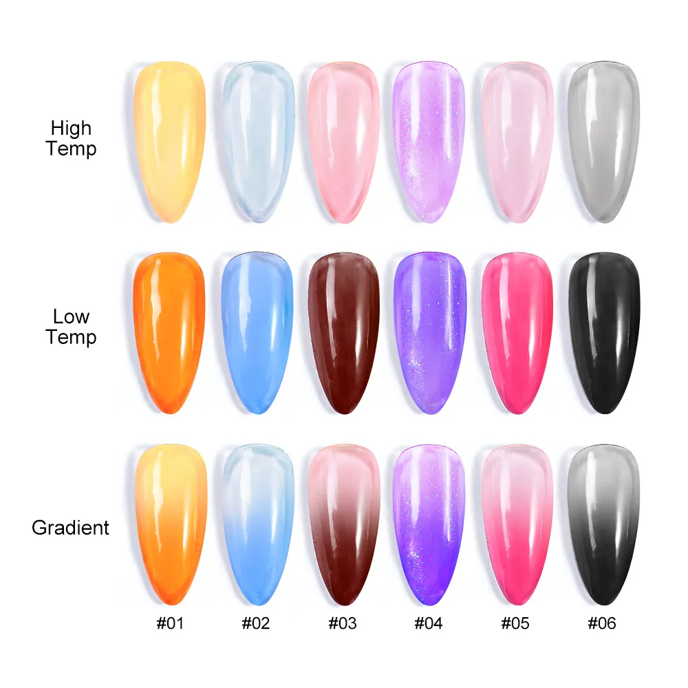 12ml Thermal Gel Polish 6 Colors Temperature Color Changing Glitter UV Gel Varnish Soak Off UV LED Gel Lacquers