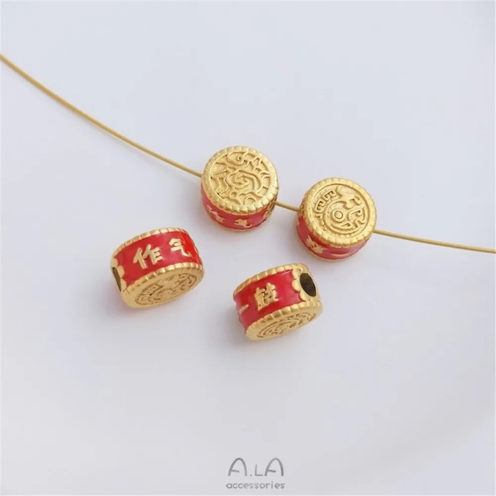 Sand gold drop oil burning Blue Beaded accessories Fortune Cat lion lotus drum beads DIY bracelet Jewelry transfer beads