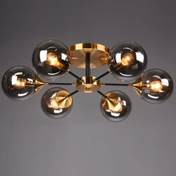 Postmodern LED chandelier ceiling Glass ball lamps Nordic hanging lights bedroom living room  restaurant lighting fixtures