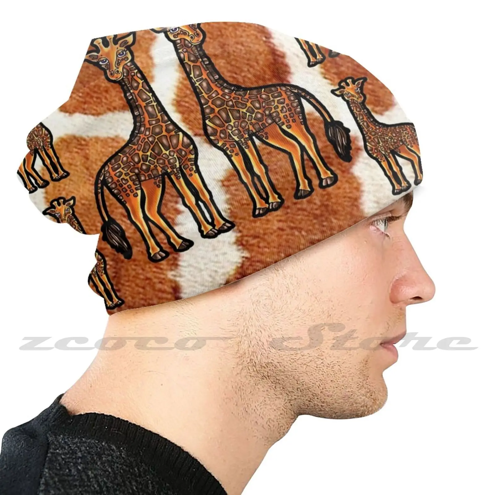 Giraffe Goodness Mask Personalized Pattern Knit Hats Plus Size Elastic Soft Cap Giraffe Giraffes Giraffe Giraffes