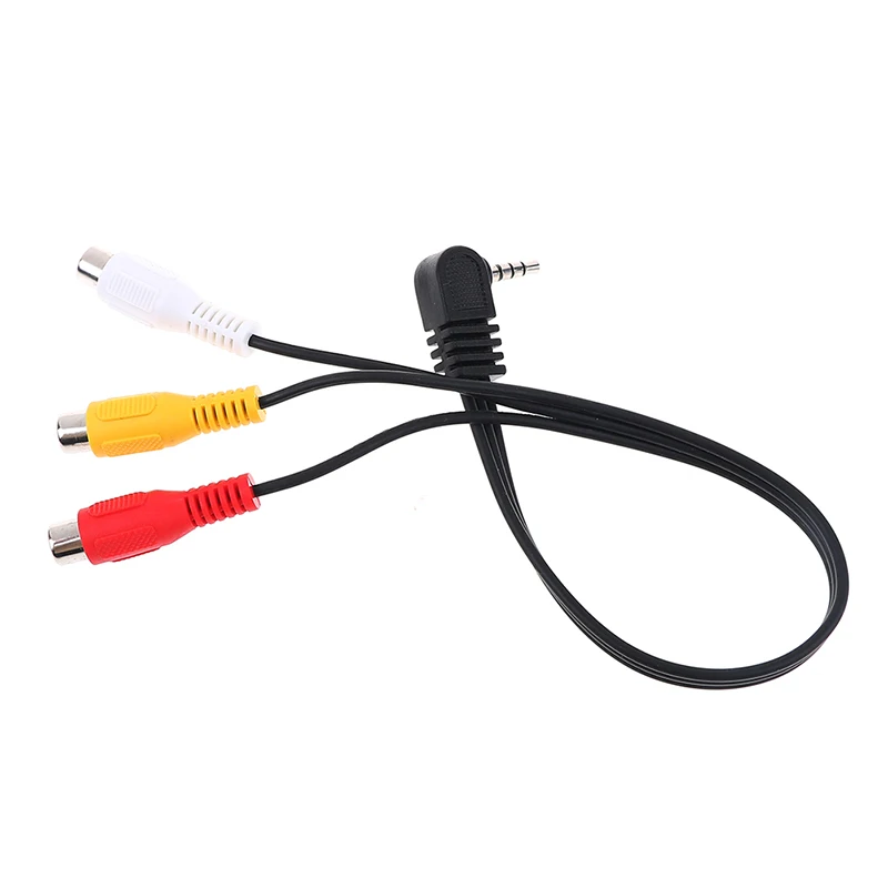 High Speed 90degree 3.5 mm Male Jack To 3 RCA Female Plug Adapter Audio Converter Video AV Cable Wire Cord