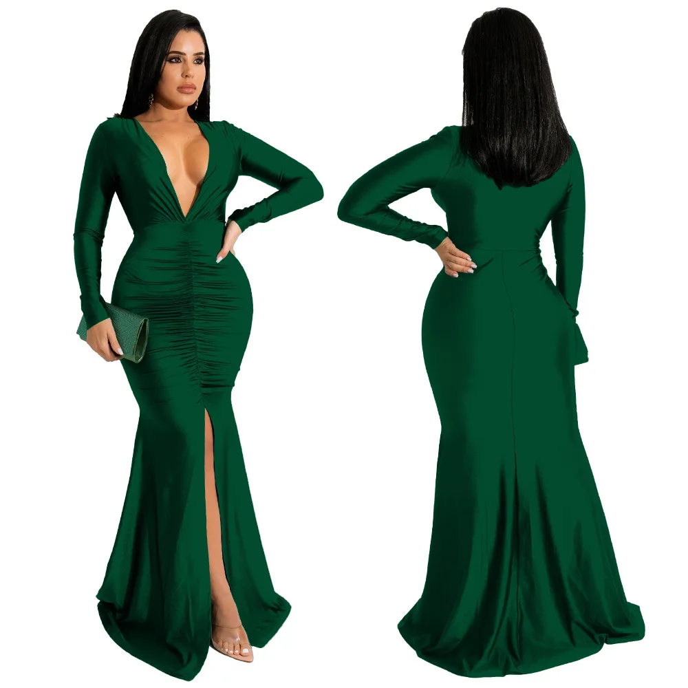 dresses for women 2021 evening party dress long bodycon dress sexy party dresses winter clothes for women long sleeve v-neck