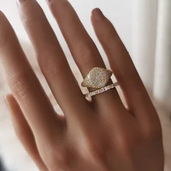 OEVAS 100% 925 Sterling Silver Sparkling Full Diamond High Quality Simple Cool Rings For Women Sparkling Fine Jewelry Gifts