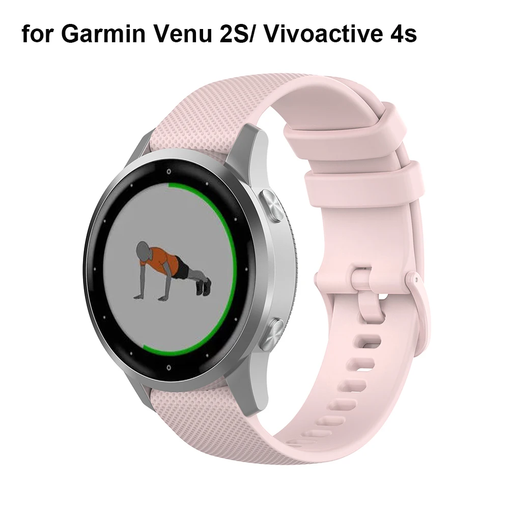 Pink Watch Band for Garmin Vivoactive 4S / Vivomove 3S/ Venu 2s Band Silicone GarminActive S Straps 18mm Replacement Wristband