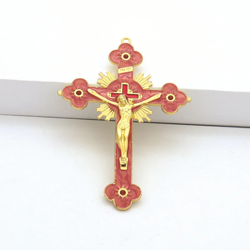 Gold Catholic INRI Budded Wall Crosses Christian Latin Cross Fleuree Prayer Church Decor Hanging Crucifix