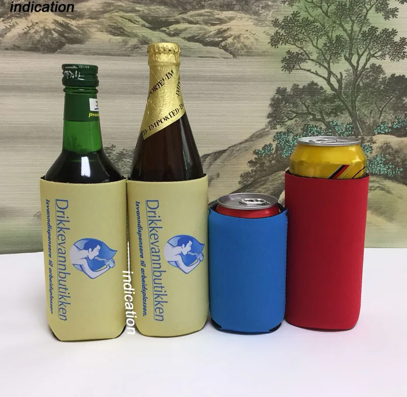 100pcs Taller Collapsible Stubby Holder Custom Logo Can Coolers Sleeve Bulk 12oz Neoprene Can Sleeve  Beer Cooler Bags