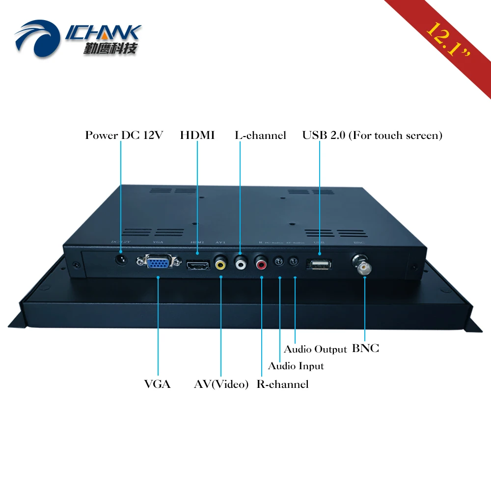 ZK120TC-592D/12.1 بوصة شاشة كمبيوتر مدمجة بإطار مفتوح مع شاشة لمس سعوية متعددة النقاط 1024x768 4:3 HDMI USB