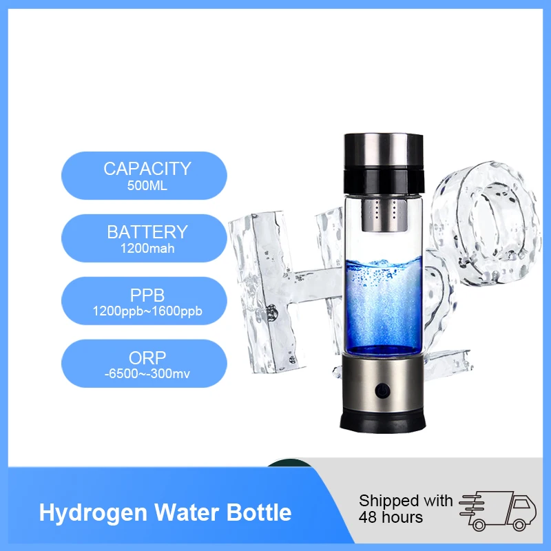 500ML 수소 풍부한 생성기 물 필터 휴대용 컵 Ionizer H2 PEM 수소 알칼리성 병 전기 분해 음료 수소