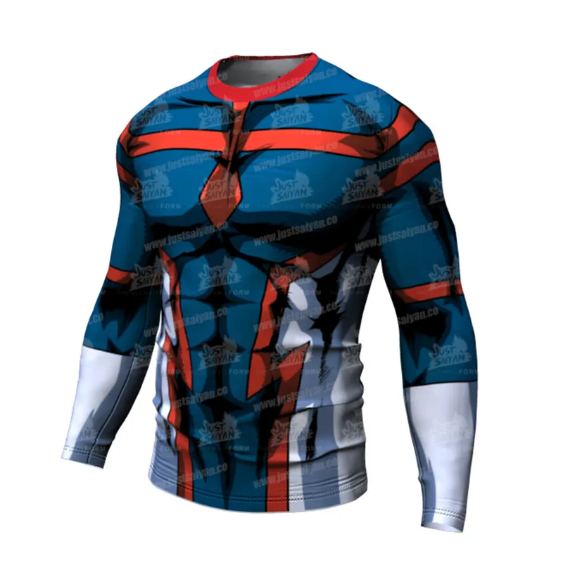 My Hero Academia Anime Mens Japanese Casual Compression Shirt Short Sleeve Anime Printed Silm Shirt Tops for Men One Piece