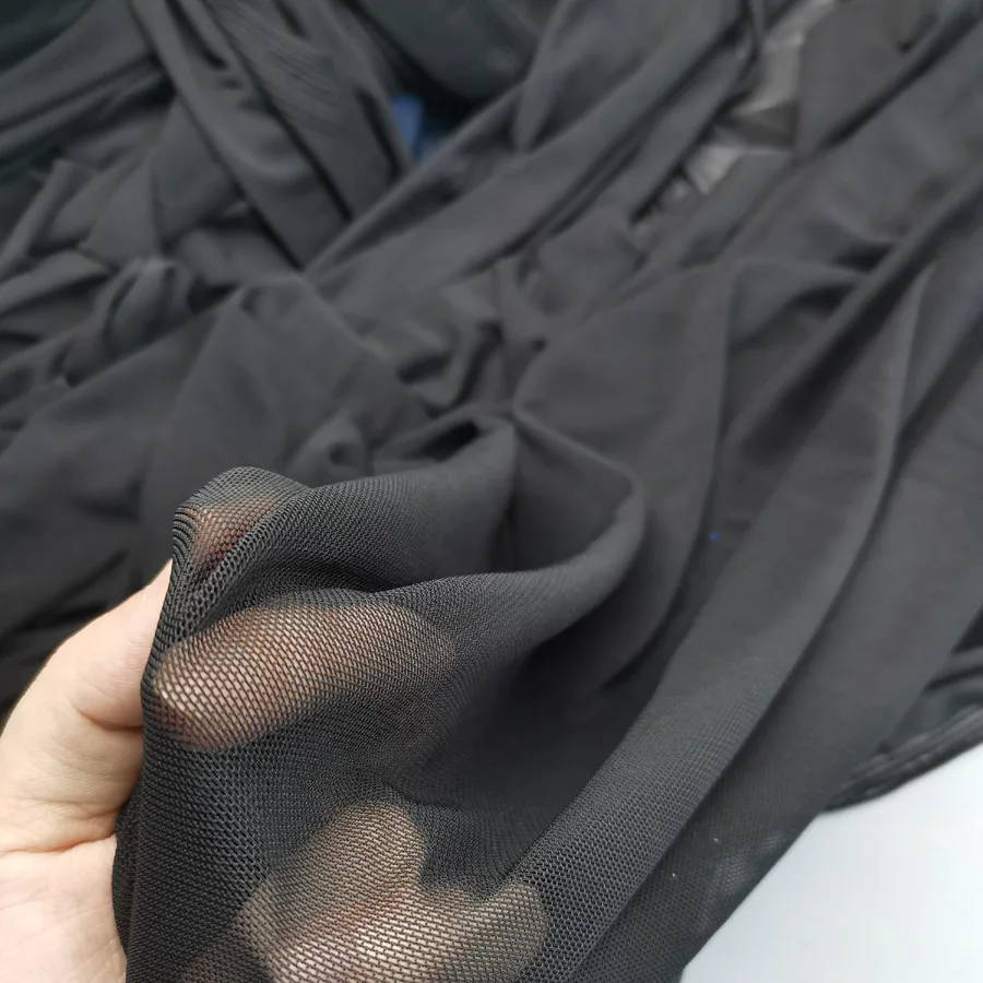 Spandex Mesh Nylon 4 Way Stretchy Fabric Soft BLACK Lining DIY Stage Stockings Underwear Mesh Tulle Panty-Hose Material 1 Yard