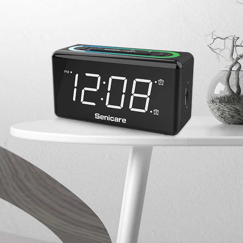 Alarm Clock for Bedrooms 7 Color Night Light, Large LED Display with Slider Dimmer,12 H,Battery Backup, USB Power Alarm Clock