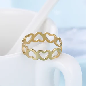 Skyrim-Anel Hollow Heart für Frauen, romantischer rostfreier Stahl rosa Gold, ungezwungene Hochzeits-Verlobungsringe, wunderschönes Joia-Geschenk 12 Hauptverkäufe Frauenhering - №12