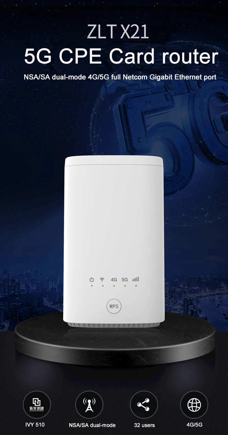 Baru 5G CPE ZLT X21WIFI ROUTER Nirkabel dengan Kartu Sim 5G Dual-Band Wi-Fi NSA + SA Mendukung B1 \ 2 \ 3 \ 5 \ 7 \ 8 \ 20 \ 28 \ 34 \ 38 \ 39 \ 40 41