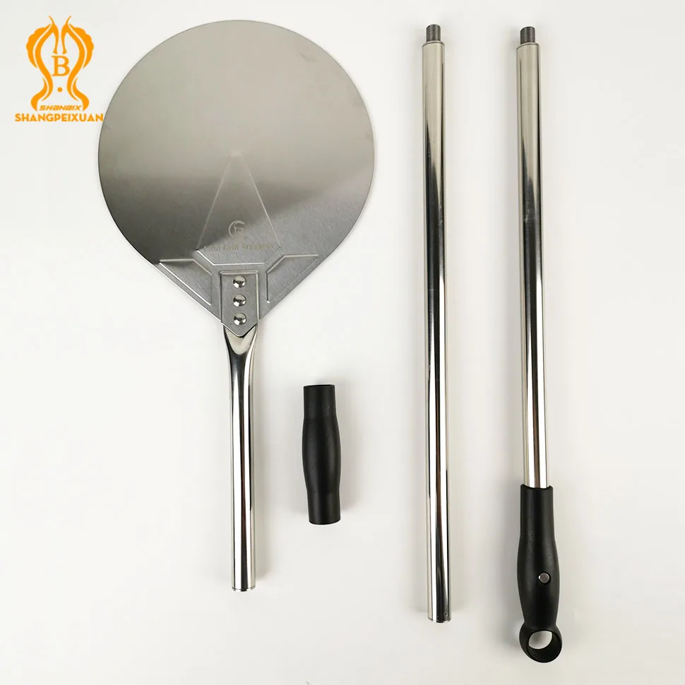 SHANGPEIXUAN Removable Turning Peel 56 Inch Round Pizza Turning Peel Stainless Steel Turning Pizza Peel Paddle Long Pizza Tool