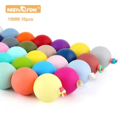 10Pcs Silicone Beads 15MM Round Bead DIY Baby Teething Pacifier Chain Food Grade Teething Necklace Round Pearl Nursing Baby Toys