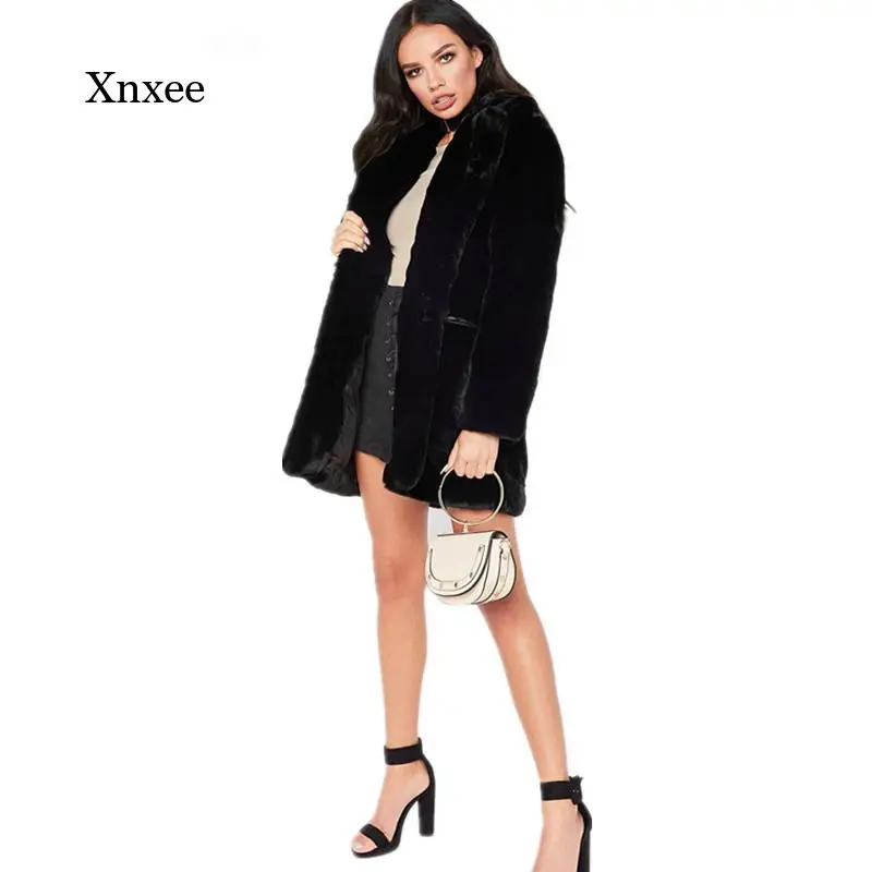 

Fashion Winter Long Women's Faux Fur Coat Solid Color Loose Soft Rabbit Fur Coat Hot Sale Women's Casual Big