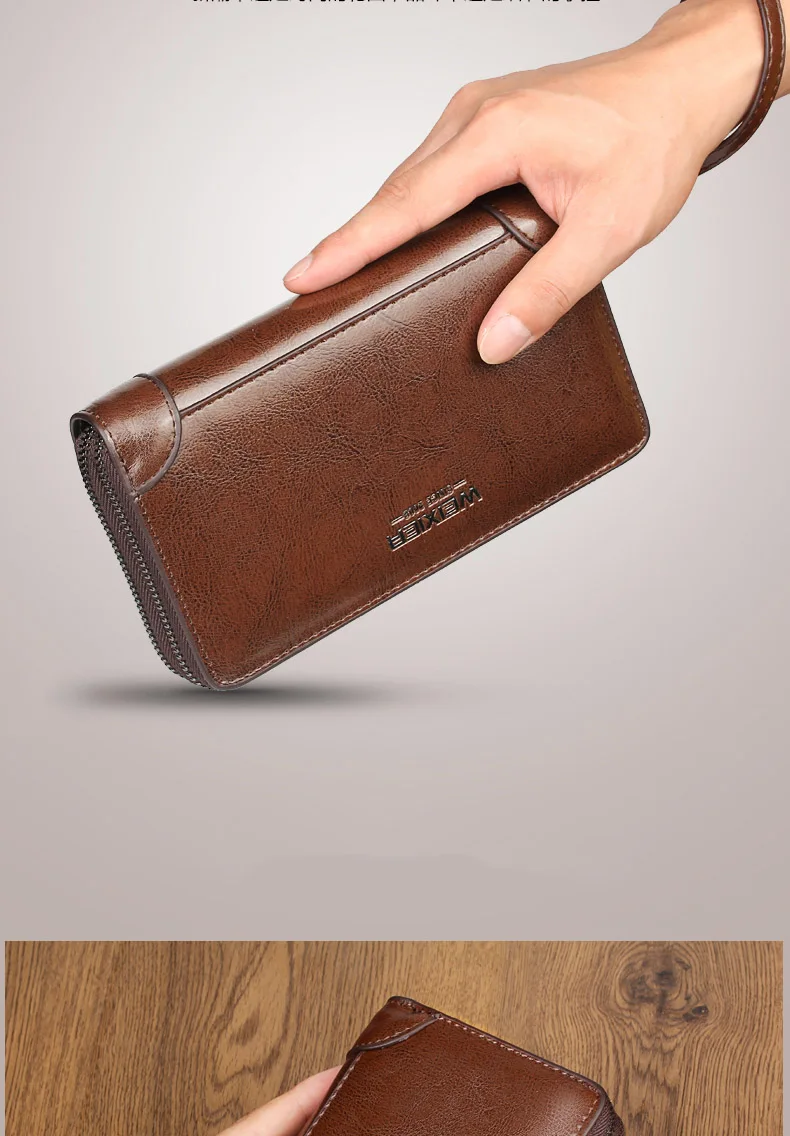 

New Genuine Leather Men Clutch Bags Wallets Leather Men Bags Wallet Leather Long Wallet With Coin Pocket men Purse