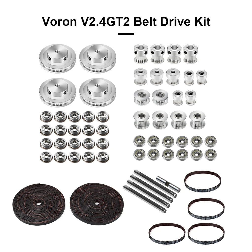 

VORON 2.4 Set GT2 LL-2GT RF Open Timing Belt 2GT 16T 80T 20T Tooth Pulley 188-2GT Shaft Bearing 625 F695 2RS Motion Parts