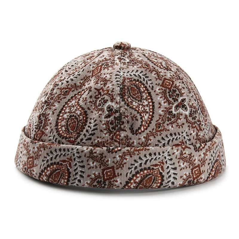 Vintage Docker Brimless Hat oddychająca czapka z Paisley Decoration Cotton regulowane damskie