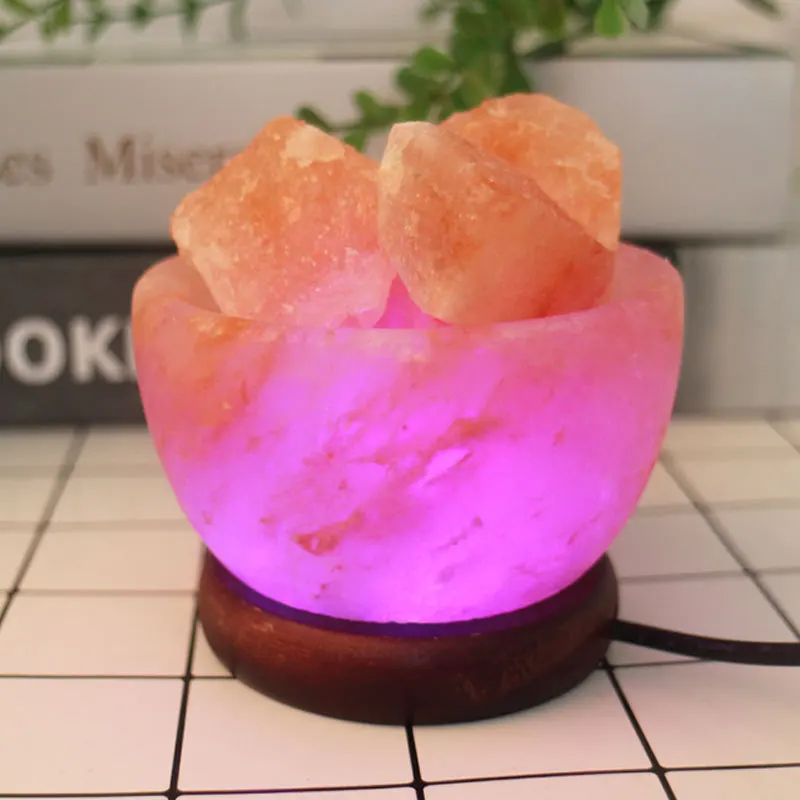 Himalayan Crystal Salt Lamp Salt Stone Lamp LED Colorful Color Changing Night Light Decoration Bedside Table Lamp Ornaments