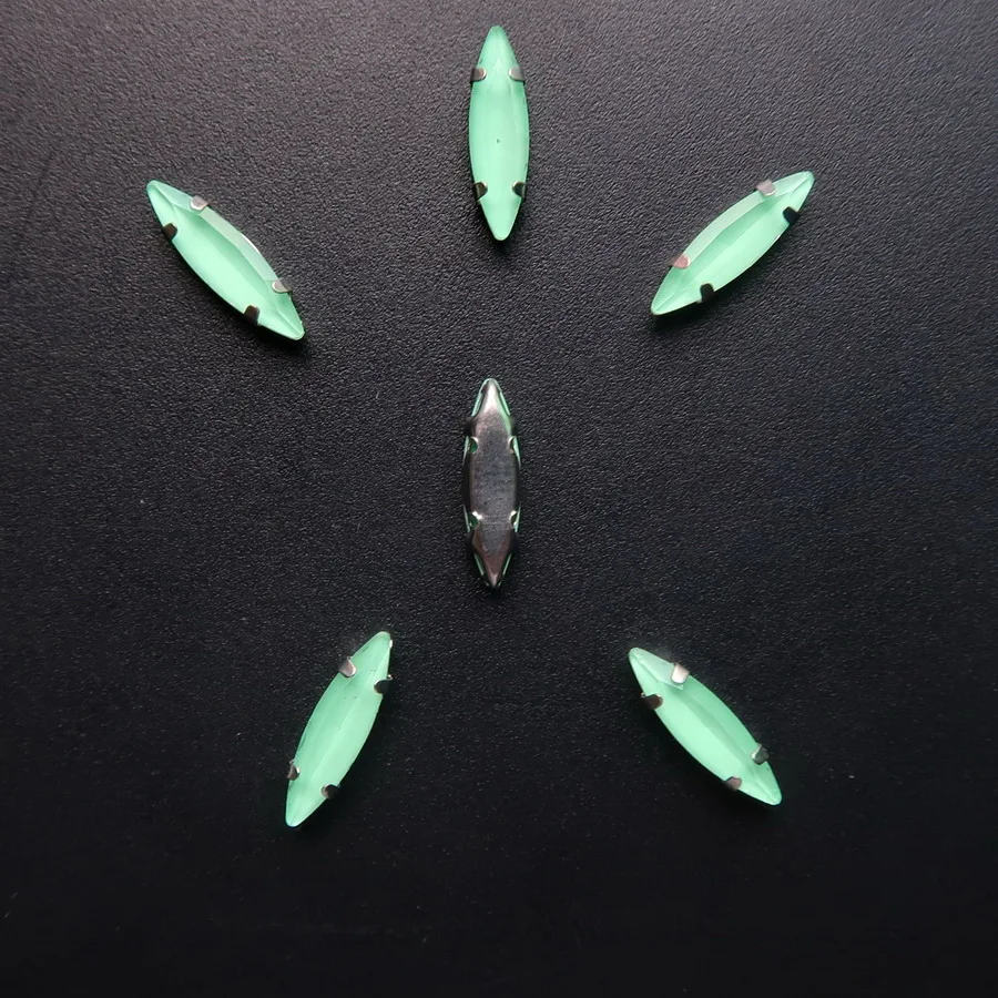 Pferdeaugenförmige Silber-Krallenfassungen, 50 Stück/Packung, 4*15mm, Jelly Candy Glas-Kristall, zum Aufnähen, Strassperlen, Kristalle, für Kleidung, DIY – Detail 25