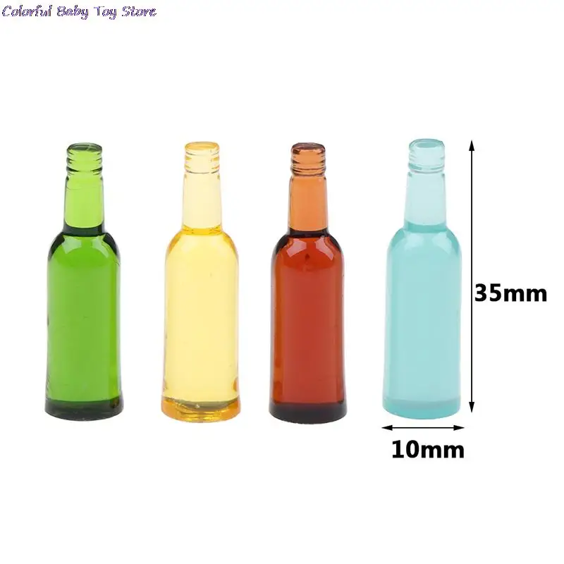 6Pcs 1:12 Dollhouse Miniature Toy Beer Wine Drink Bottle Doll Food Kitchen Living Room Accessories