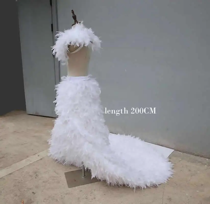 Lady Photos Shooting Props Pure White Feather Cloak Handmade Crafts 200CM Other color contact us firstly